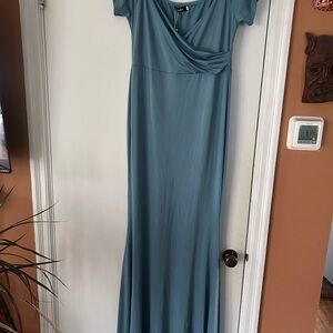 Molli Slate Blue Maxi Dress with Wrap-Style Bodice